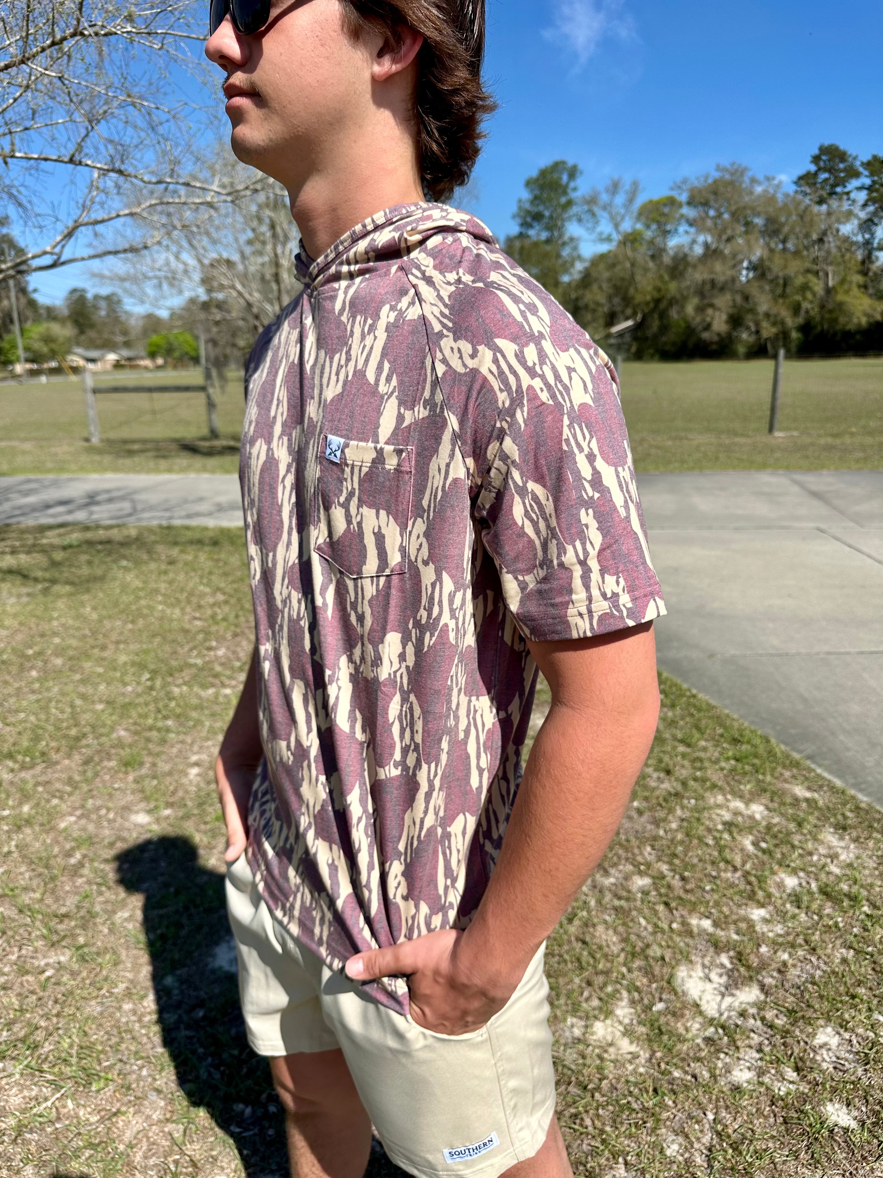 Garnet & Gold Bottomland Camo Short Sleeve Hoodie